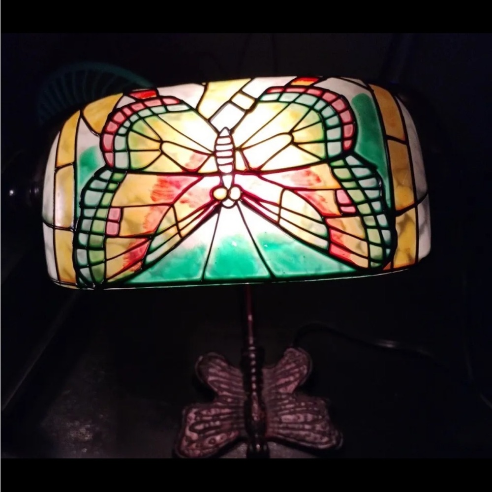 Colored Glass Butterfly Lamp